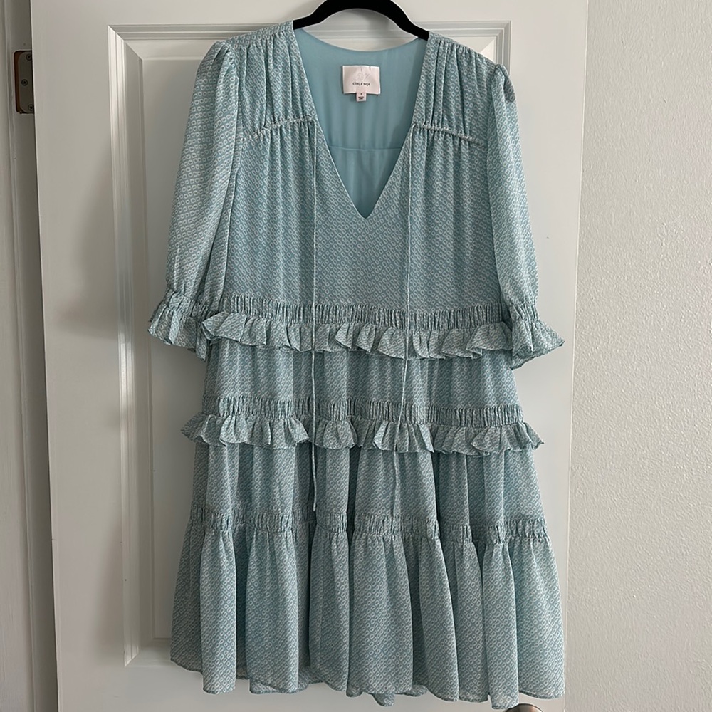 Cinq a Sept Crissa Tiered Light Blue Dress size 2